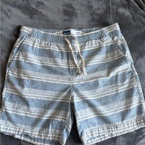 Old Navy Linen Blend Jogger Shorts - Blue and Cream